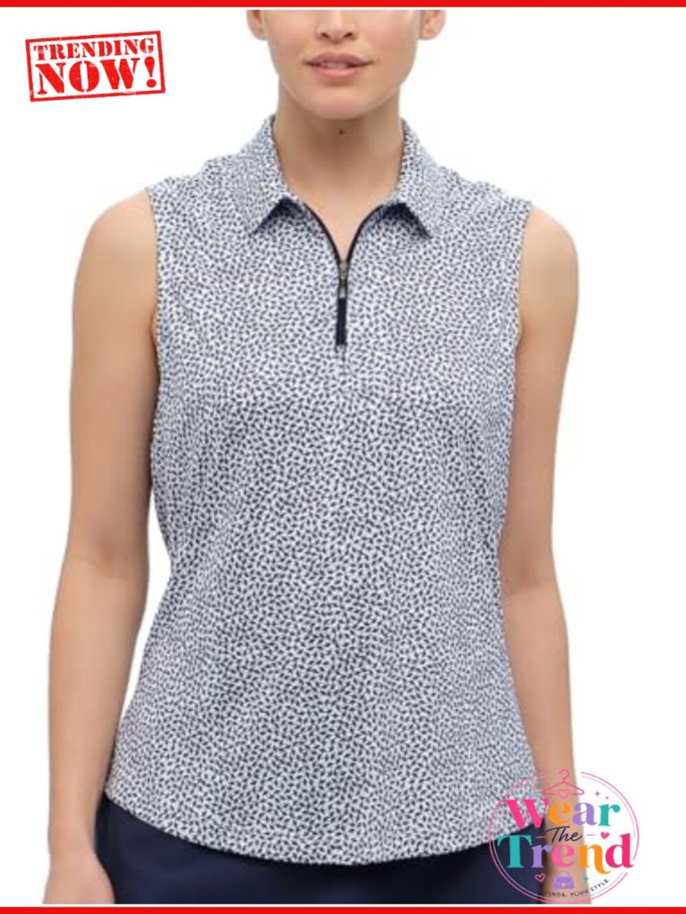 Sleeveless Quarter Zip Polo Shirt Moisture Wicking Performance Golf Active